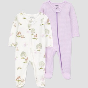 Carter's Just One You® Baby Girls' 2pk Forest Sleep N' Play - Purple - 1 of 3