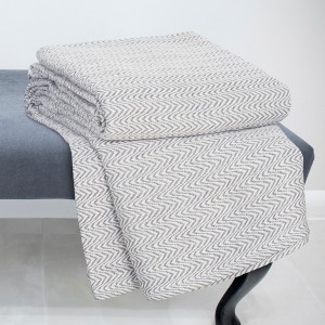Chevron Cotton Blanket (Full/Queen) Charcoal Heather - Yorkshire Home , Grey Grey