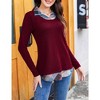 Women's Contrast Collared Shirts Patchwork Work Blouse Tunics Tops - 2 of 4
