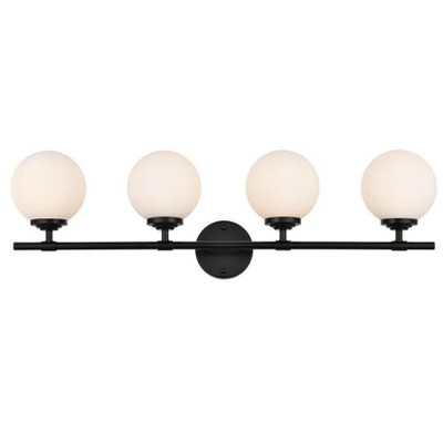 Elegant Lighting Ansley 4 light Black and frosted white Bath Sconce