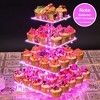Four-Tier Acrylic Cupcake Stand, Large Cupcake Tray + LED String Lights Top Choice for Wedding & Birthday Party Decorations - 2 of 4