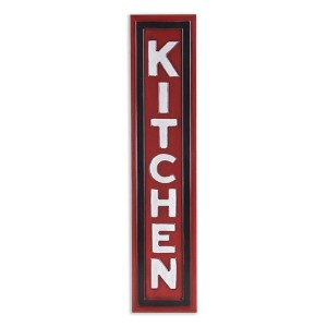HomeRoots 37" X 8" Red and White Kitchen Metal Wall Decor - 1 of 4