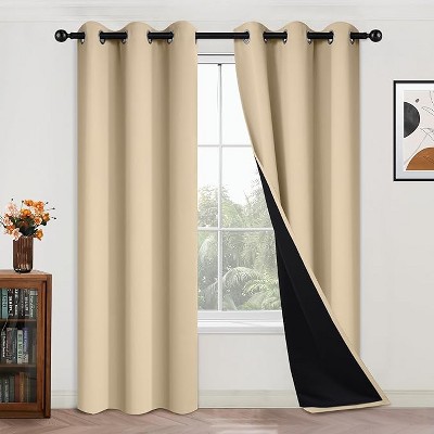 Yakamok Room Darkening Thermal Insulated Blackout Curtains for Bedroom (42Wx84L,Beige 2 Panels)