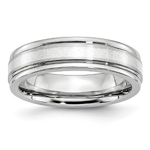 Black Bow Jewelry 6mm Cobalt & Sterling Silver Inlay Grooved Ridged Edge Band - 1 of 4
