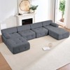 Mjkone U-Shaped Velvet Modular Sectional Sofa With free Combination Ottoman,Convertible 4-Seater Sofa with Rivet Trim - 3 of 4