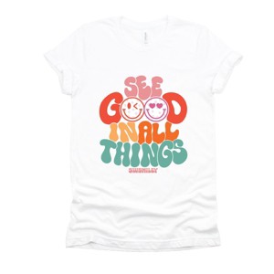 Simply Sage Market S.W.Smiley See Good In All Things Smiley Face Short Sleeve Tee - 1 of 4