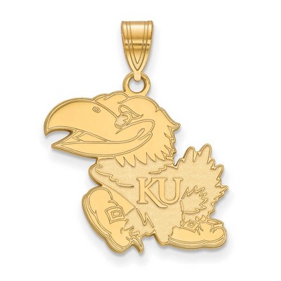 Black Bow Jewelry 14k Yellow Gold Kansas Jayhawks NCAA Large Pendant