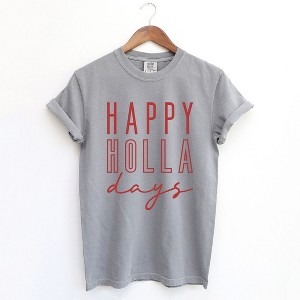 Simply Sage Market Women's Happy Holla Days Short Sleeve Garment Dyed Tee - 1 of 4