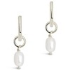 SHINE by Sterling Forever Sterling Silver Pearl Drop Hoop Earrings - 3 of 4