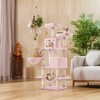 66.1 Inch Large Cat Tree Cat Tower with Scratching Posts, 2 Perches, 2 Caves, Basket, Hammock, Pompoms, Multi-Level Plush Cat Condo for Indoor Cats - 3 of 4