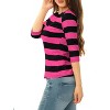 INSPIRE CHIC Women's Stripes Casual Basic Elbow Sleeves Boat Neck Slim Fit T-Shirts - 4 of 4