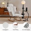 MAYEERTY Teddy Fabric Nursery Rocking Chair, Pillow Footrest Padded High Backrest, Living Room Bedroom, Ivory - 2 of 4