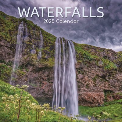 The Gifted Stationery 2025 Square Wall Calendar, Waterfalls, 16-Month Natural World Theme with 180 Reminder Stickers (12x12 In)
