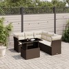 vidaXL 6 Piece Patio Sofa Set with Cushions Brown and Cream Poly Rattan - 2 of 4