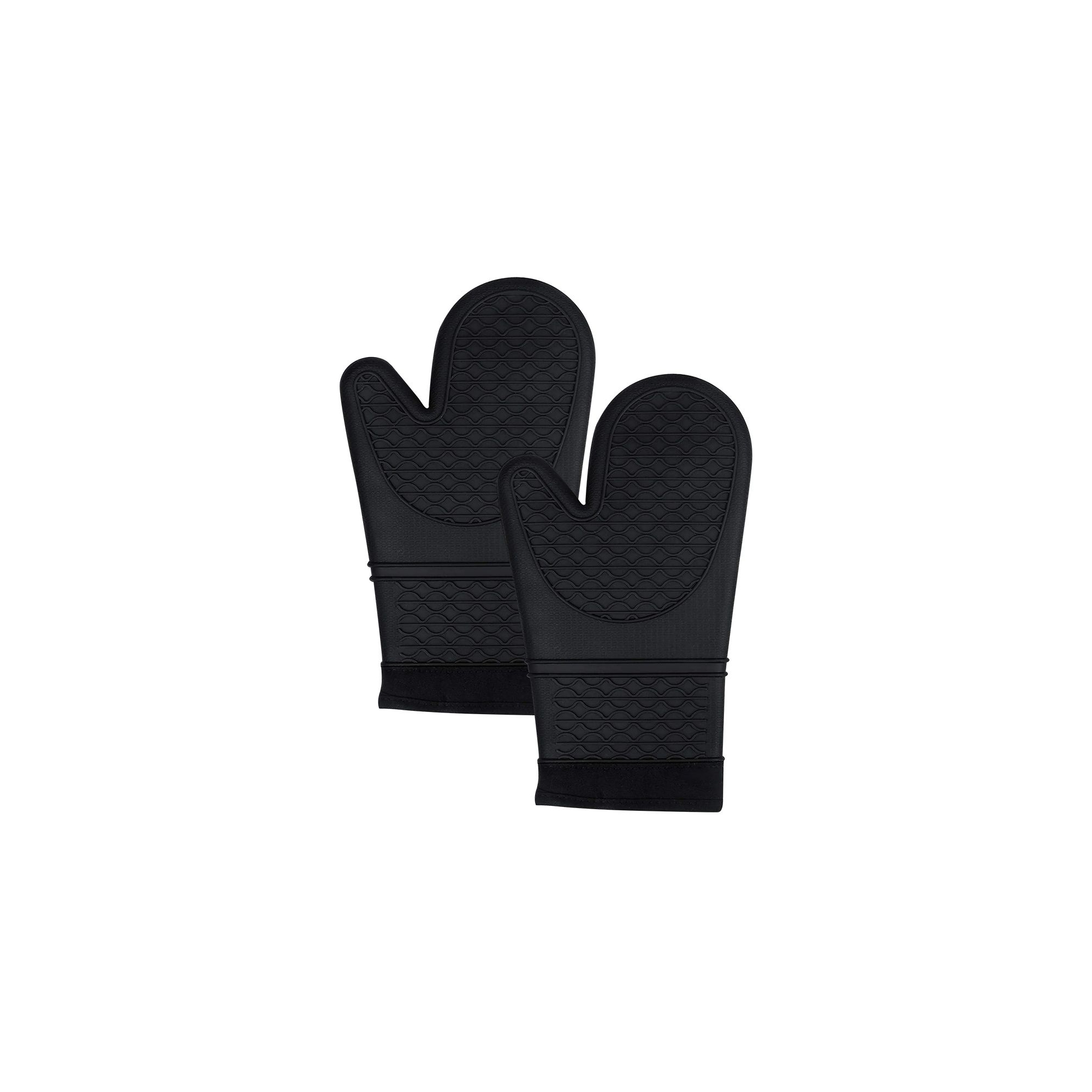 MOVSSOU Silicone Oven Mitts Heat Resistant Non-Slip Black