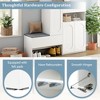 Elegant 2-in-1 Shoe Cabinet Bench with Arched Doors, Adjustable Shelves, Rebound Devices & Soft Cushion, Modern Entryway Shoe Organizer, 51" Wide - 3 of 4
