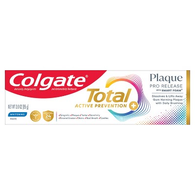 Colgate Total Plaque Pro-Release Whitening Toothpaste - 3oz