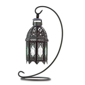 13" Iron Moroccan Tabletop Outdoor Lantern Black - Zingz & Thingz