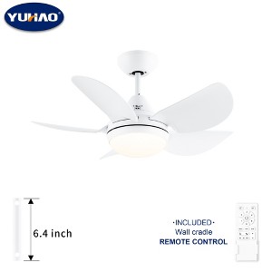 YUHAO 42 in. Indoor Modern Contemporary Matte White ABS Blades Integrated Dimmable LED Ceiling Fan with Light and Remote Control - 1 of 4