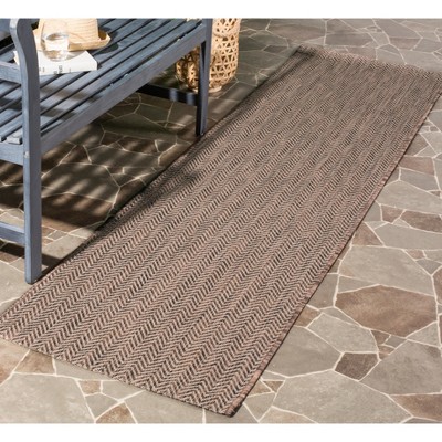 Brown and Beige Chevron Indoor/Outdoor Runner Rug