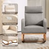 Rocking Chair , Rocker Armchair, Sturdy Frame, Comfy Cushion, High Backrest, with Rubber Wood Legs and Side Pockets, for Living Room, Bedroom - 3 of 4