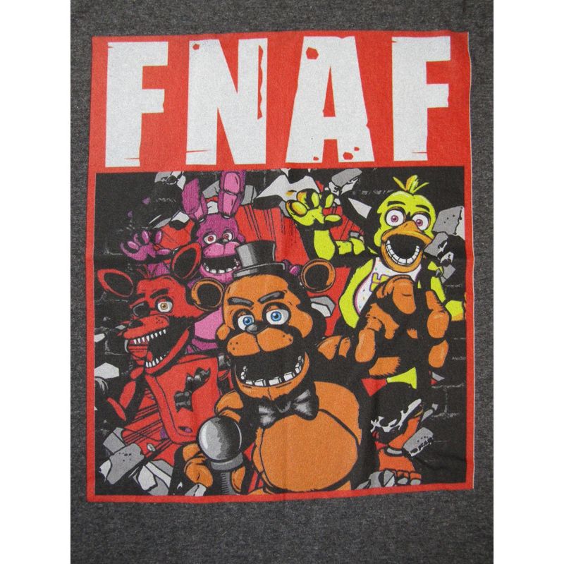 Bioworld Five Nights at Freddy's Group Image in Red Frame Layout  Screen Print on White Tee, 2 of 4