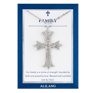 Anna-Kaci Silver Tone Crystal Rhinestone Cross Patonce Fashion Necklace with Message Card Envelope Jewelry Gift - 1 of 4