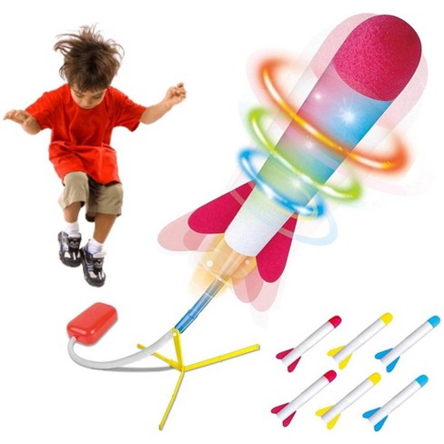 Toy Jump Rocket Launcher Set With Led Lights - Includes 6 Rockets