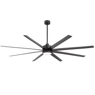 Airsurfer Oversized 84'' Color-Changing Integrated LED Matte Black with Black Blades Ceiling Fan With Light - Remote Included ( 8 -Blade )