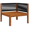 Corner Sofa Cream white, Black Solid acacia wood, Rope Medium vidaXL - 3 of 4