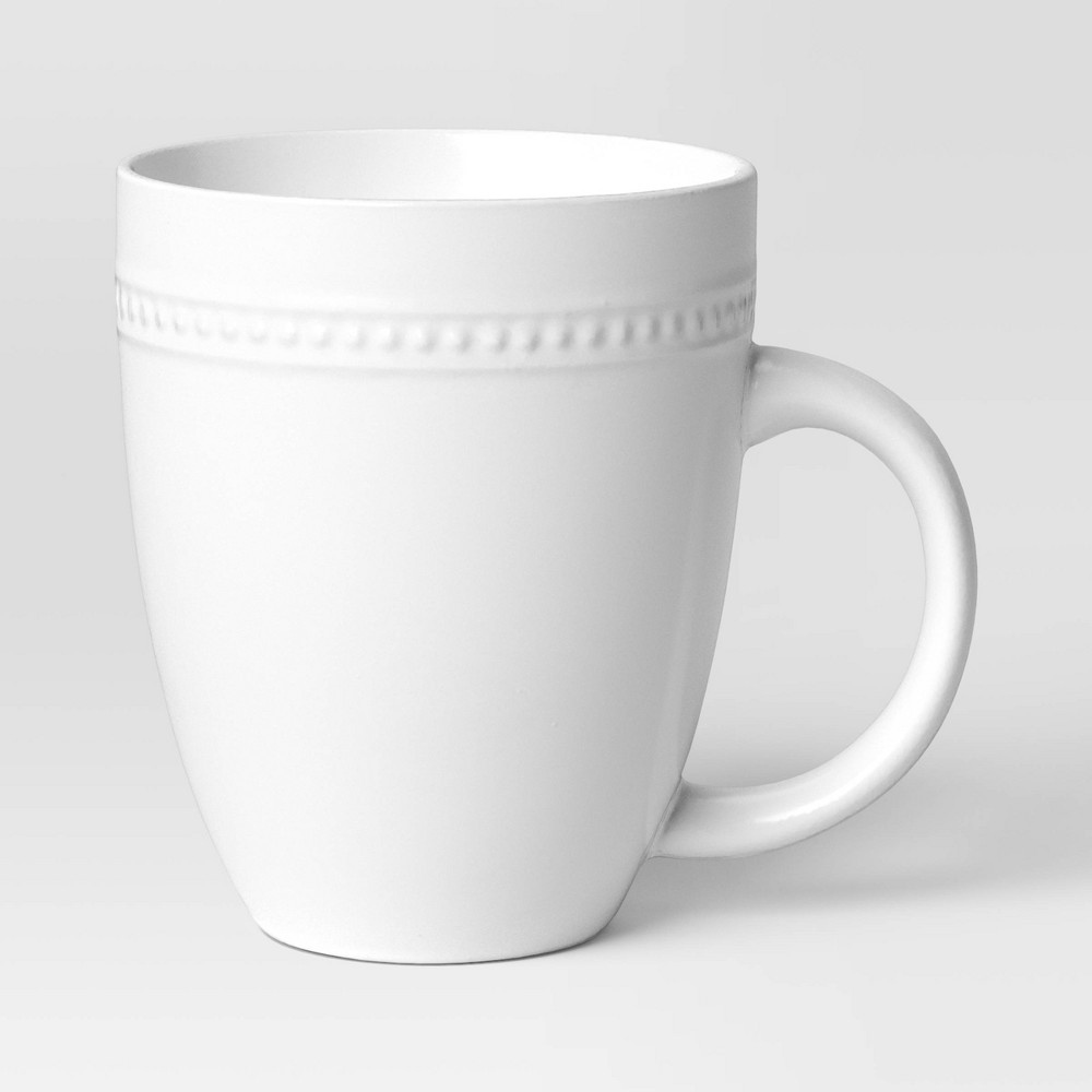 Photos - Glass 16oz Beaded Mug White - Threshold™