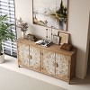 60" Vintage Accent Cabinet with Carved Floral Doors, Large Storage Sideboard for Living Room Entryway-3irtyhousy - 3 of 4