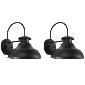 Linden 10" Outdoor Wall Sconce (Set of 2) - PLT7001 - Black - Safavieh - 1 of 4