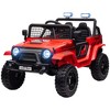Qaba 12V Ride on Car, Ride on Truck, Battery Powered Toy Car with Remote, 4 Suspension Wheels, 3 MPH Max Speeds, Music, Horn & Lights, Red - 4 of 4