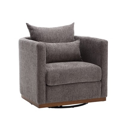 GDFStudio Ted Chenille Upholstered 360° Swivel Barrel Chair with Metal Base