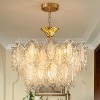 Siljoy Modern Brass Finish Glass Chandelier for Dining Room, 6 Lights Ceiling Light Fixture for Living Room Kitchen Island Bedroom, D19.68" x H18.50" - 2 of 4