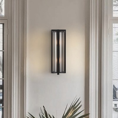 Senla Industrial Chic Bronze Wall Sconce with Clear Glass Shade - Set of 2