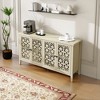 Hollowed-Out 4-Door Cabinet with Adjustable Shelves, Solid Wood Feet, Anti-Tip Design for Bedroom, Living Room, Study - 2 of 4