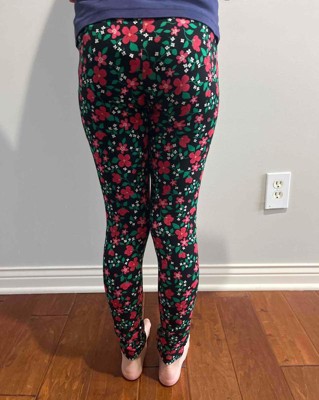 Girls' Holiday 'floral' Leggings - Cat & Jack™ Black M Slim : Target