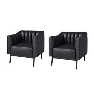 Carsten Industry 30" Wide Faux Leather Chair with Metal Leg Set Of 2| HULALA HOME - 1 of 4