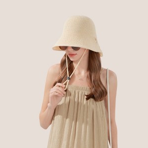 Anna-Kaci Crochet Bucket Hat with Adjustable Chin Strap and Back Button Eyelet Panel for Sun Protection - 1 of 4