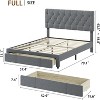 Homhougo Full Size Bed Frame, Upholstered Platform Bed Frame with Storage Drawers, Mattress Foundation with Solid Wooden Slats Support, Beige - 2 of 4