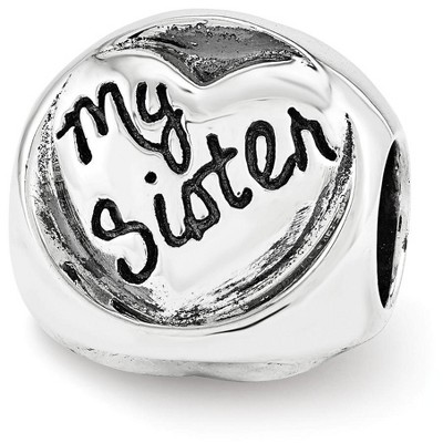 Black Bow Jewelry Sterling Silver My Sister My Friend 3-Sided Trilogy Bead Charm