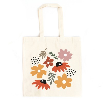 City Creek Prints Abstract Flowers Canvas Tote Bag - 15x16 - Natural ...