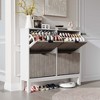 Shoe Storage Cabinet with 4 Flip Drawers, Farmhouse Fluted Shoe Organizer with Metal Legs, Freestanding Hidden Slim Narrow Shoe Rack - 4 of 4