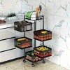 5-Tier Rotating Storage Shelf, Square Metal Kitchen Organizer with Wheels for Fruits Vegetables - 3 of 4