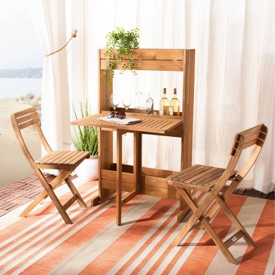 Barley Flower Shelf 3pc Bistro Set - Natural - Safavieh