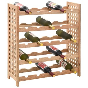 vidaXL Solid Walnut Wood Wine Rack - Freestanding 25-Bottle Holder, 5-Tier Storage, Elegant Shelving for Home Bar/Dining Area - 1 of 4