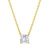 Bella Silver Sterling Silver, Gold Plated Solitaire 6mm Princess-Cut CZ, 18" Necklace & Earrings Set - 3 of 4