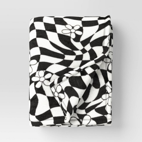 Novelty Recycled Printed Plush Throw Black/White - image 1 of 4